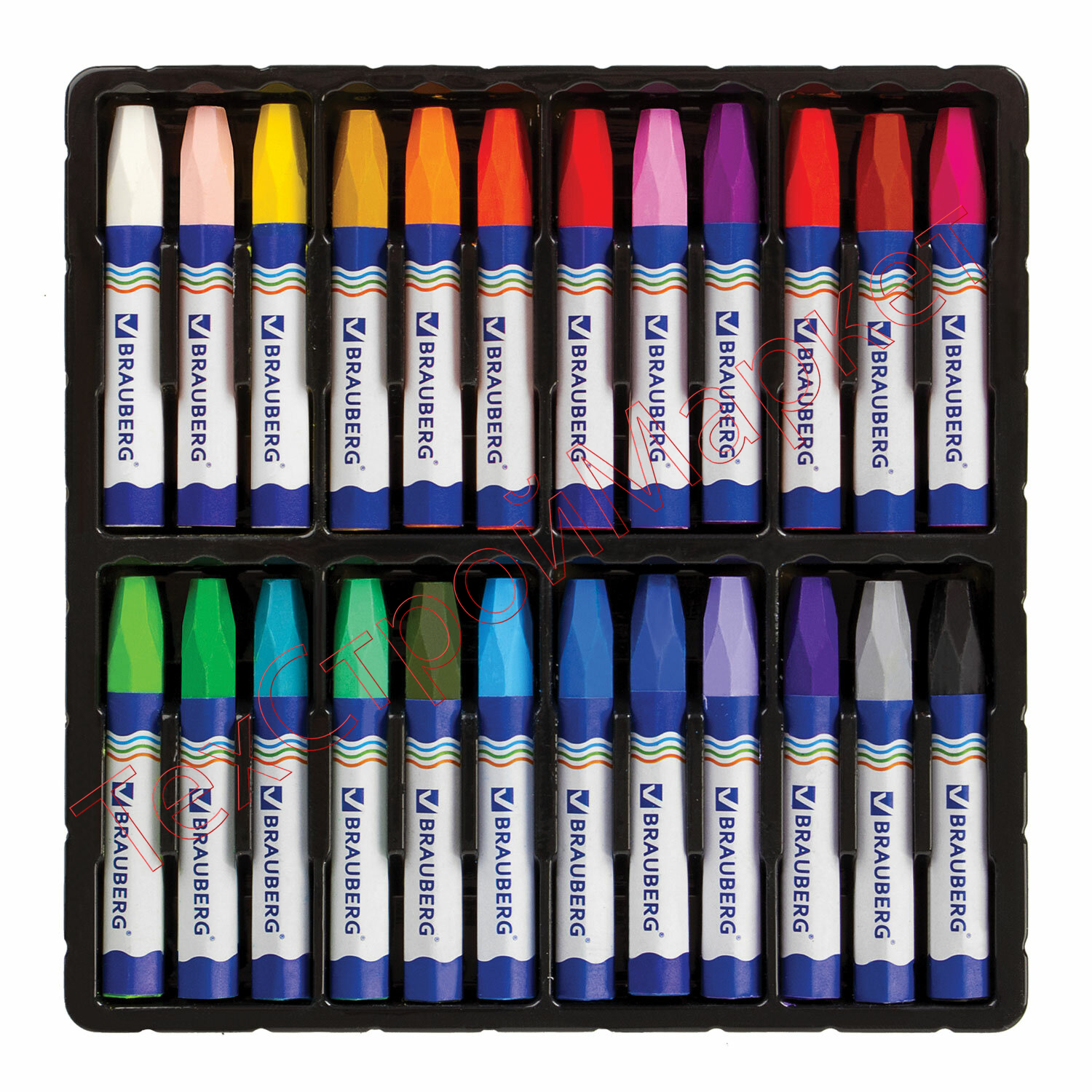 Восковые мелки утолщенные BRAUBERG, НАБОР 24 цвета, на масляной основе, яркие цвета, 222972