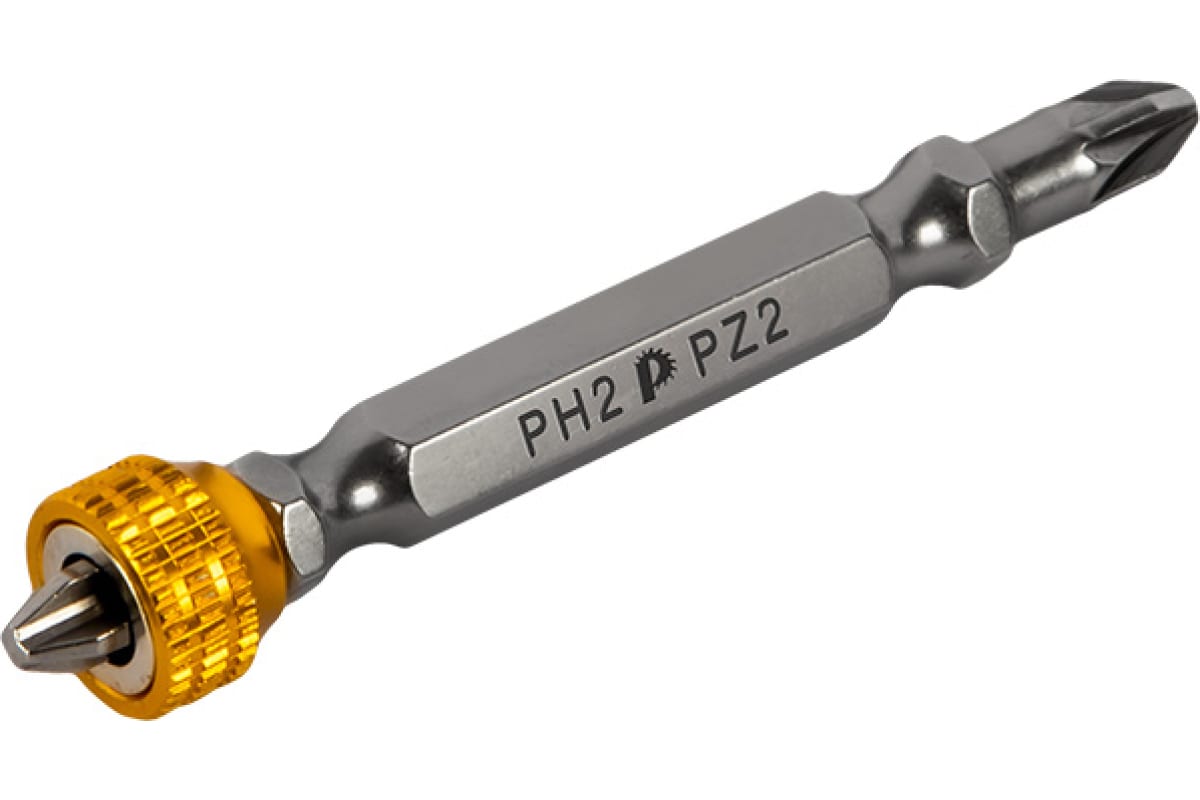Бита отверточная ПРАКТИКА "Профи" PH-2/PZ-2 х 65 с магнитным кольцом (2 шт) блистер
