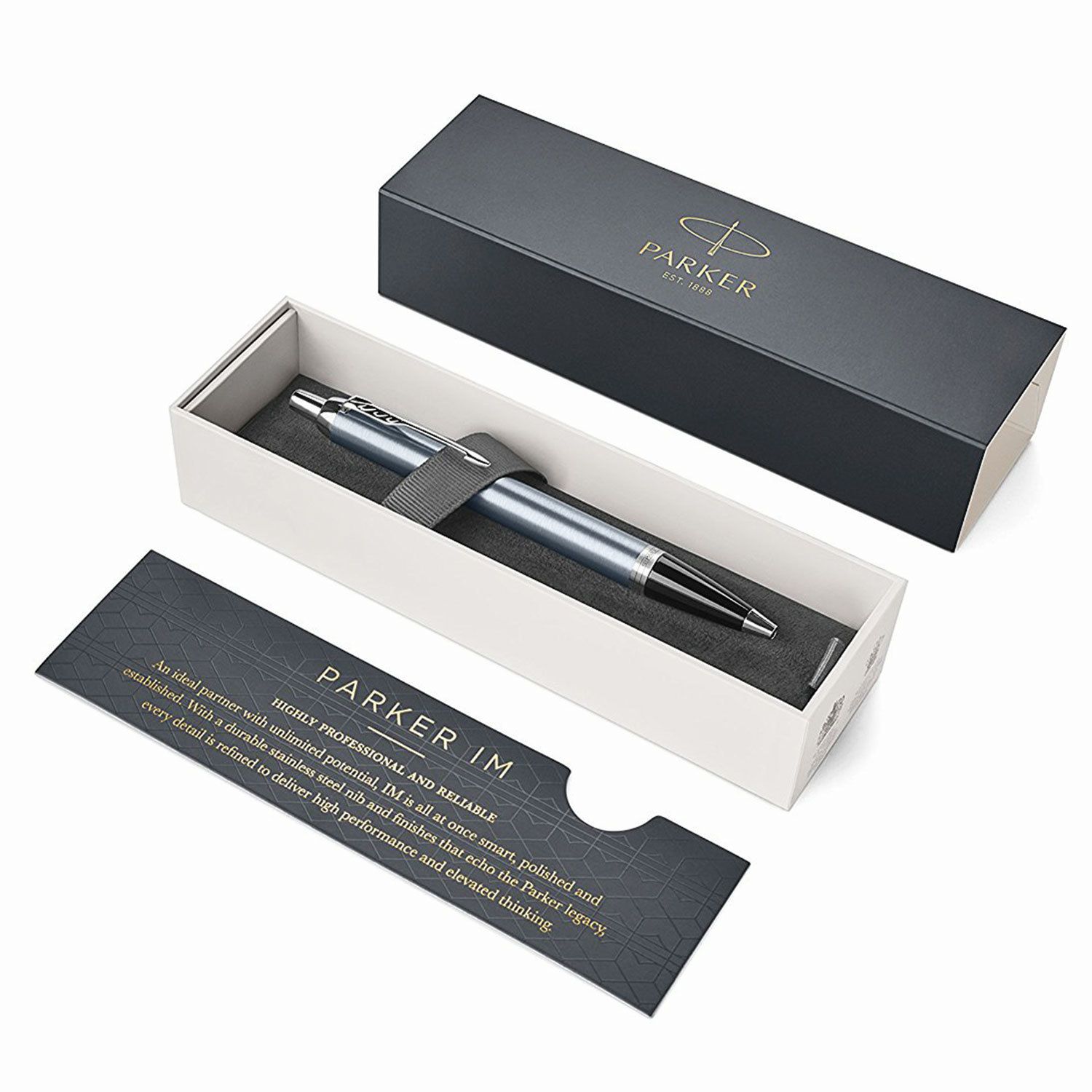 Ручка шариковая PARKER "IM Core Light Blue Grey CT", корпус серо-голубой лак, хромированные детали, синяя, 1931669