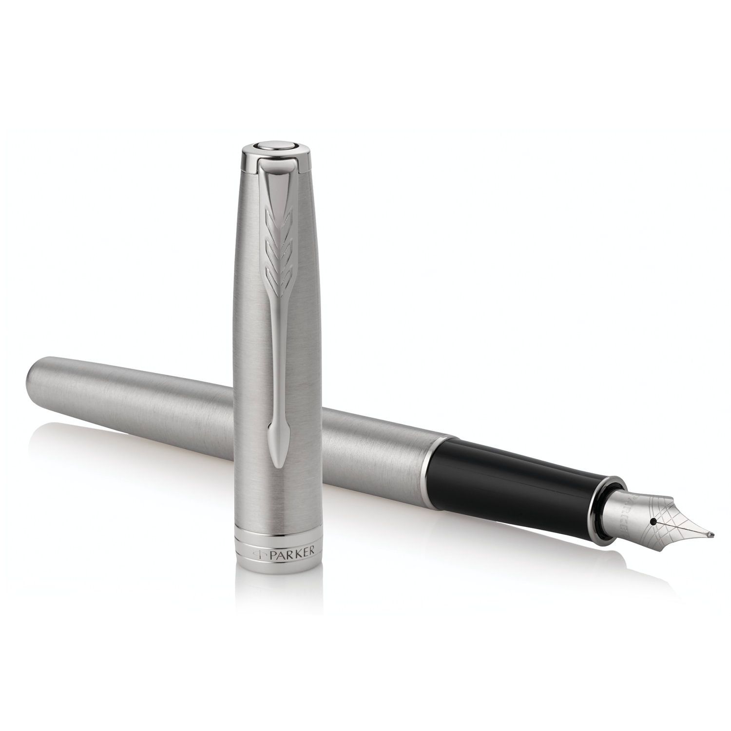 Ручка перьевая PARKER "Sonnet Core Core Stainless Steel CT", корпус серебристый, палладиевые детали, черная, 1931509