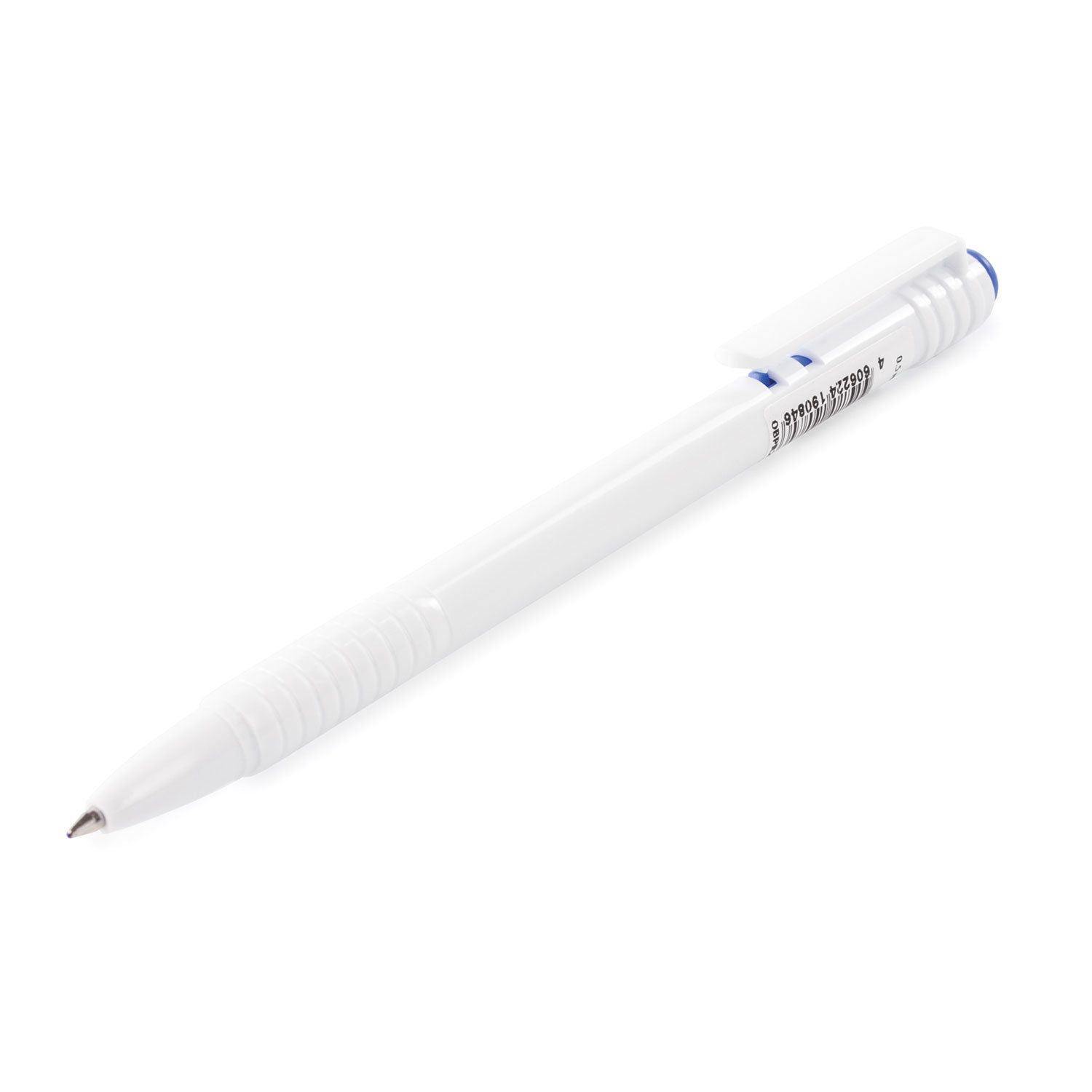 Ручка шариковая масляная автоматическая BRAUBERG "White", СИНЯЯ, корпус белый, узел 1 мм, линия письма 0,5 мм, 142713