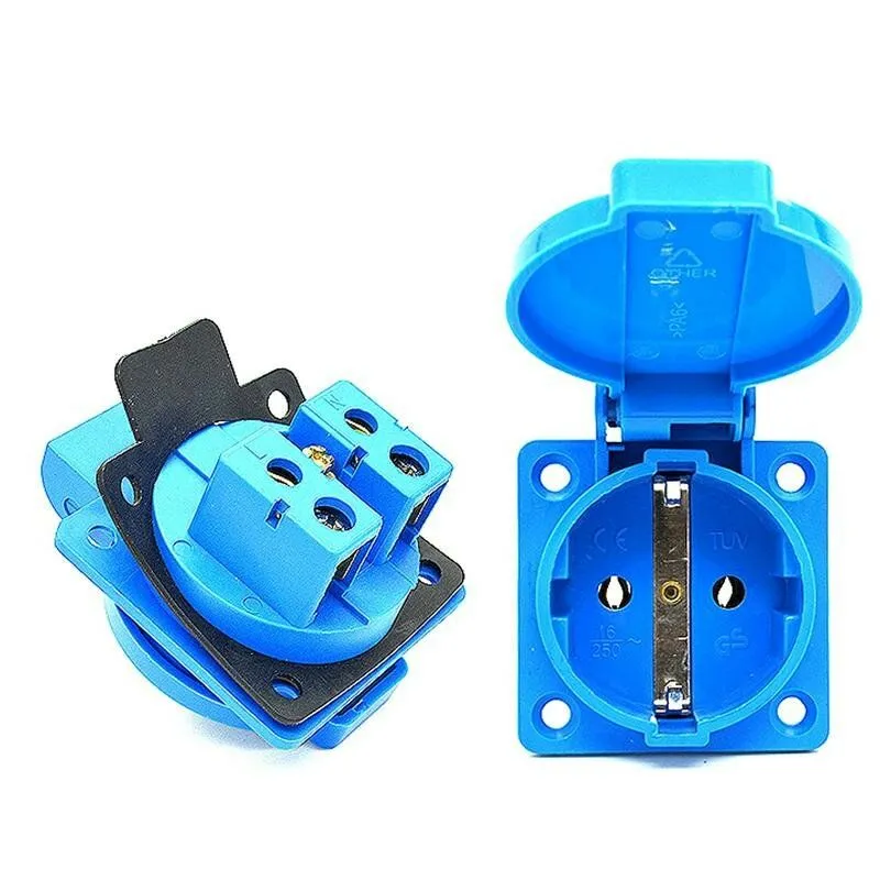 Розетка 250В, 16А, 2P+E, IP44, Pmax=3.5кВт