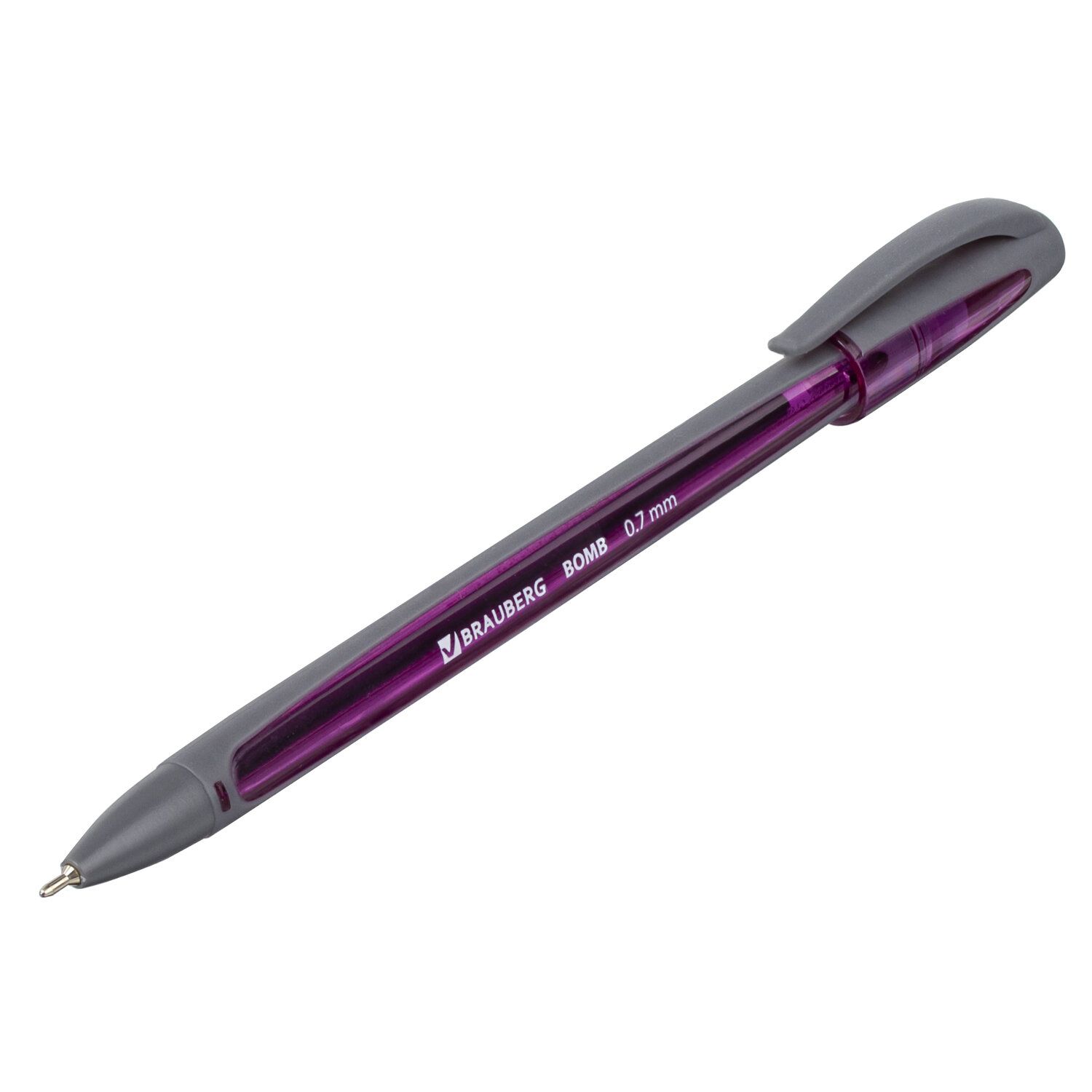 Ручка шариковая масляная BRAUBERG "BOMB GT Metallic", СИНЯЯ, прорезиненный корпус ассорти, узел 0,7 мм, линия письма 0,35 мм, 143348