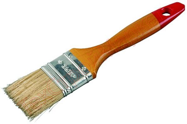 Кисть плоская  ЗУБР "УНИВЕРСАЛ-МАСТЕР", натуральная щетина, деревянная ручка, 63мм
