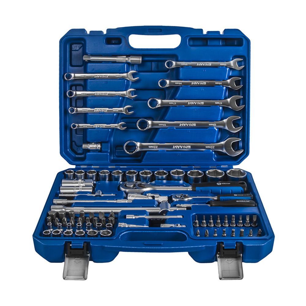 Набор инструмента универсальный 1/4" и 1/2", 82 ПРЕДМЕТА, кейс КОБАЛЬТ