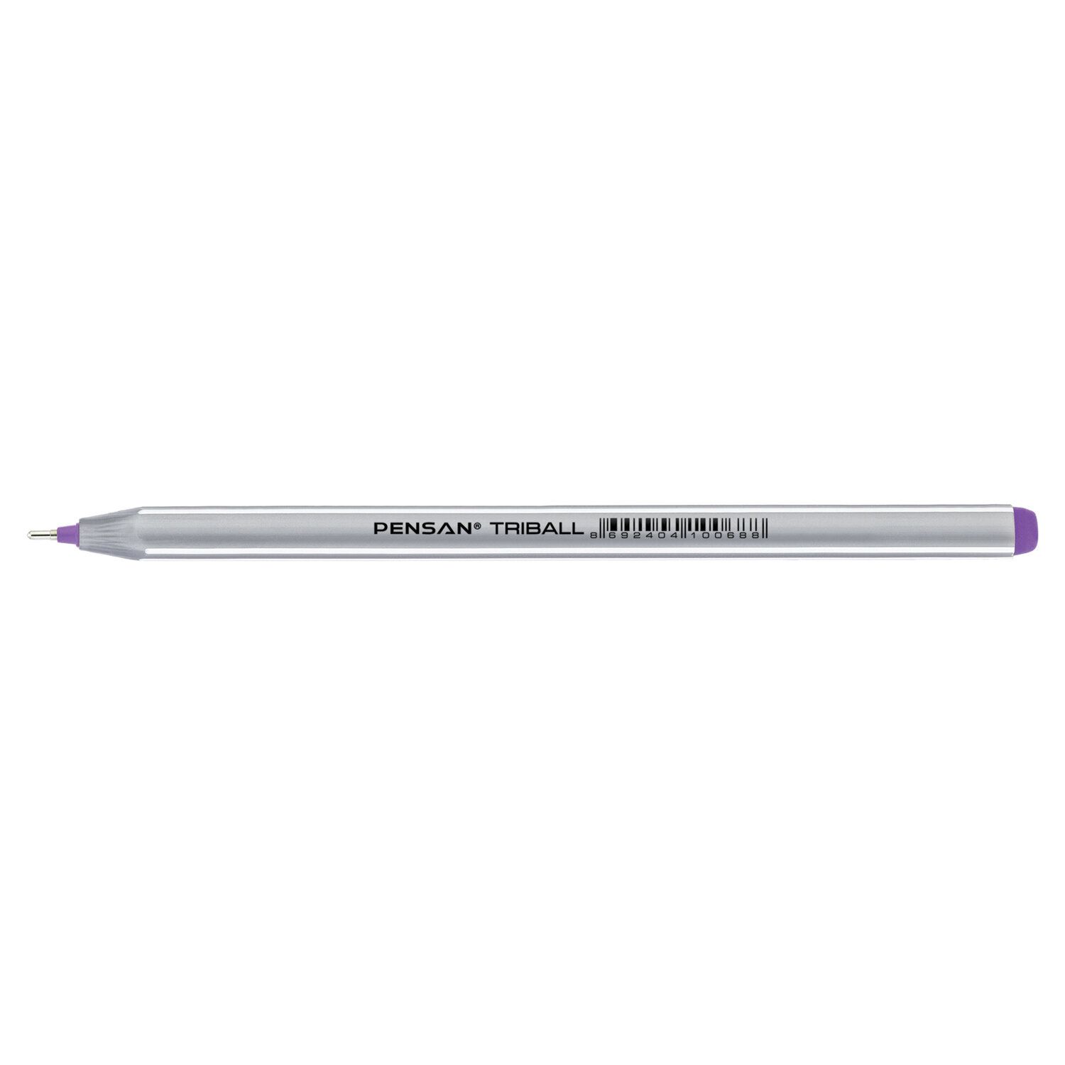 Ручка шариковая масляная PENSAN "Triball", ФИОЛЕТОВАЯ, трехгранная, узел 1 мм, линия письма 0,5 мм, 1003/12