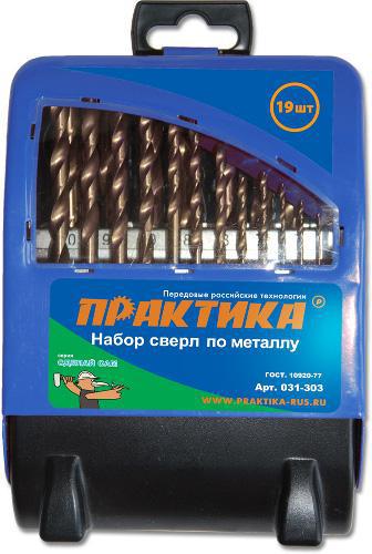 Набор сверл по металлу "Мастер", 19 шт, 1 - 10 мм в металлической кассете ПРАКТИКА