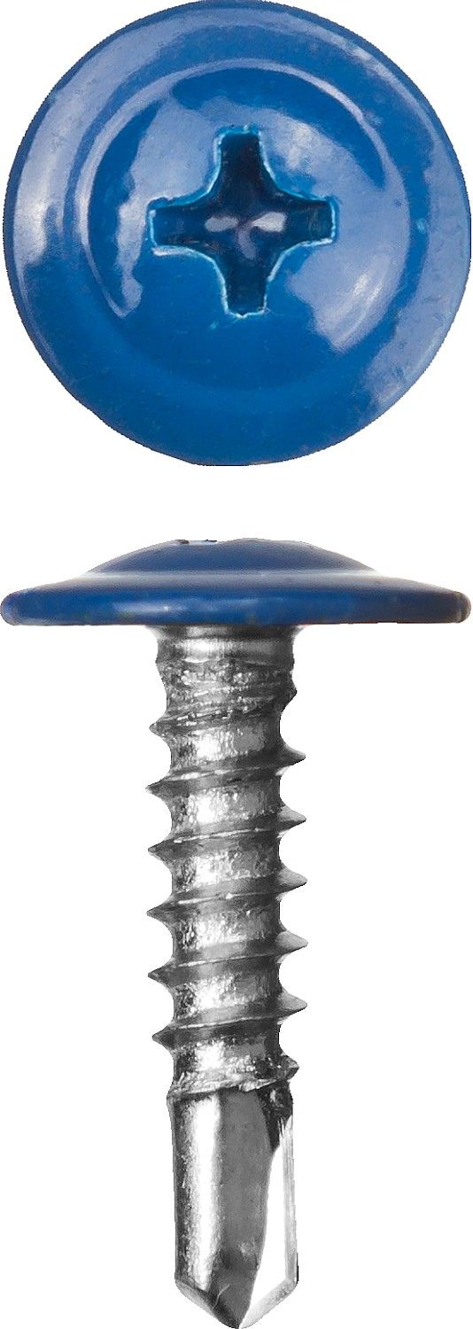 Саморезы ПШМ-С со сверлом для листового металла, 25 х 4.2 мм, 400 шт, RAL-5005 синий насыщенный, ЗУБР