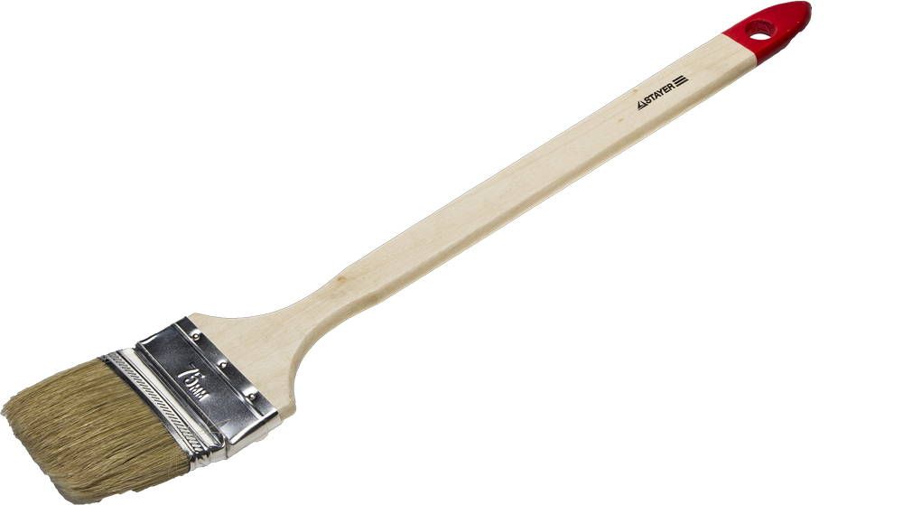 Кисть радиаторная STAYER "EURO", светлая натуральная щетина, деревянная ручка, 75мм