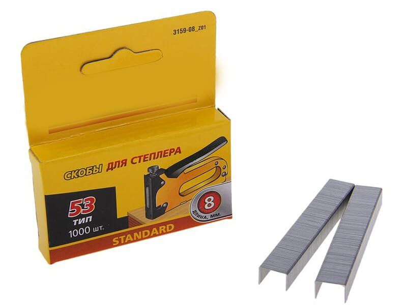 Скобы для степлера тонкие тип 53, 8 мм, 1000 шт, STAYER