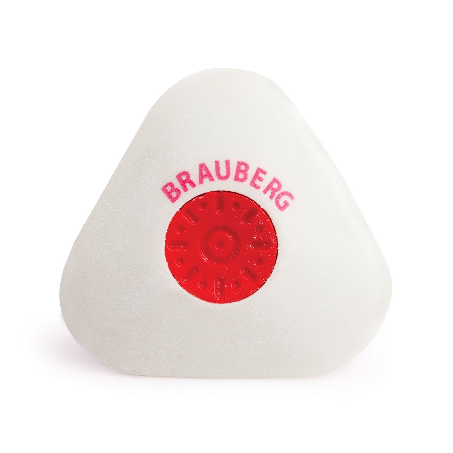 Ластик BRAUBERG "Energy", 45х45х10 мм, белый, треугольный, красный пластиковый держатель, 222473
