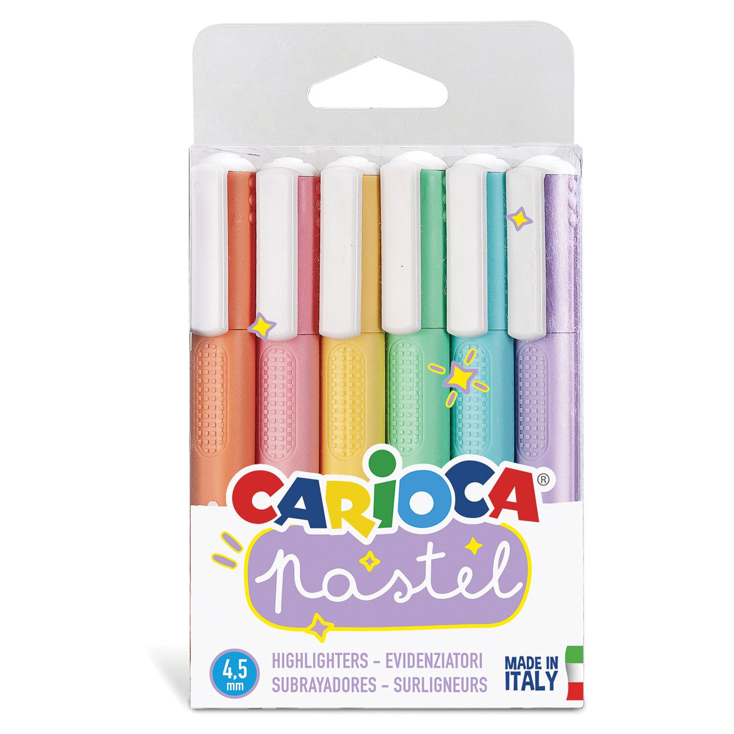 Набор текстовыделителей  6 шт., АССОРТИ, "Pastel", линия 1-5 мм, 43033 CARIOCA (Италия)