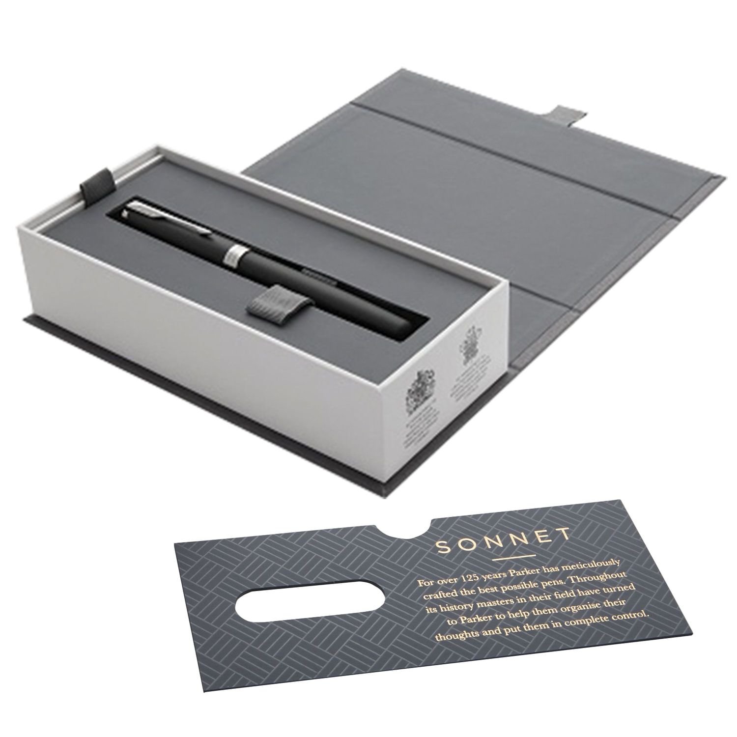 Ручка перьевая PARKER "Sonnet Core Matt Black CT", корпус черный матовый лак, палладиевые детали, черная, 1931521