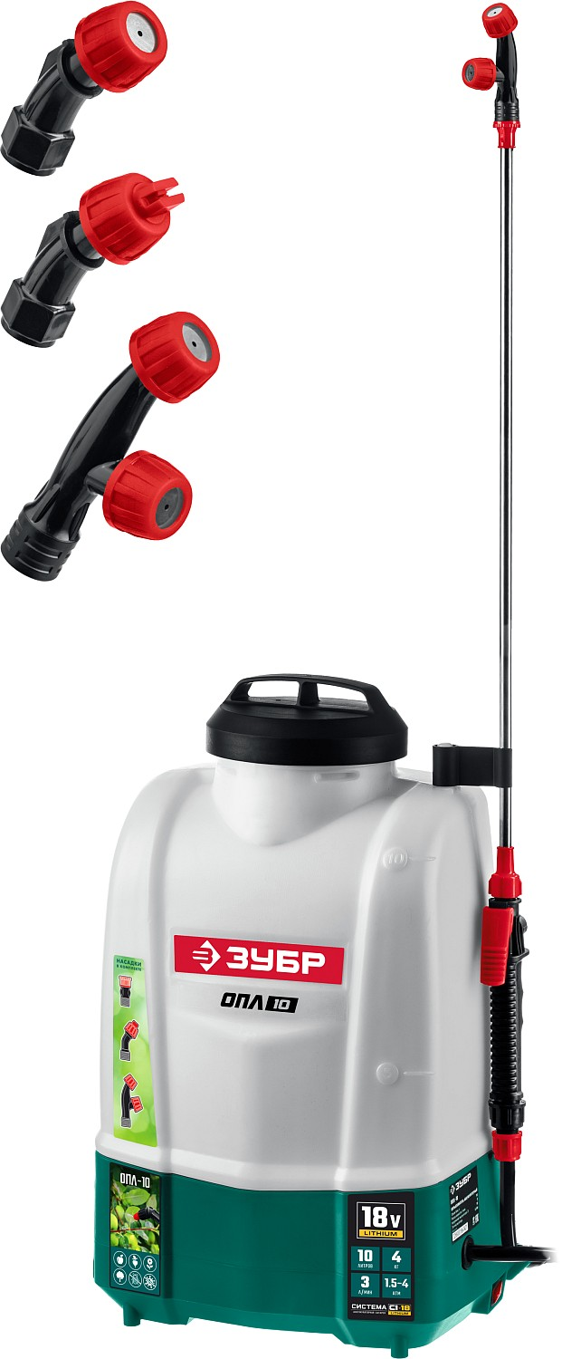 Опрыскиватель аккумуляторный ЗУБР 10 л бак, без АКБ, , Li-Ion 18В