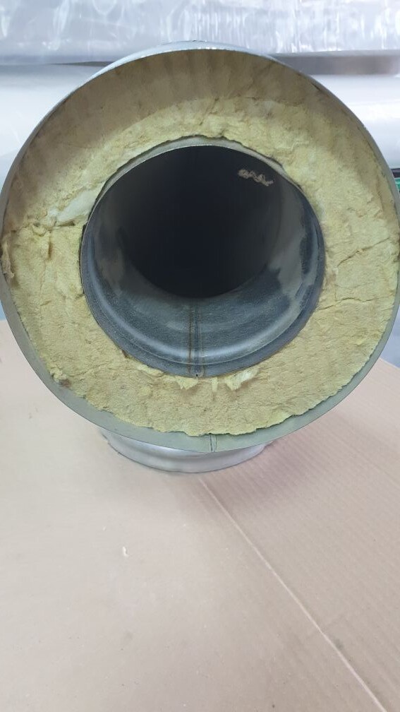 Колено-сэндвич  d-115/200/90гр (Нерж/0,8мм/ст.430/Оцинк/0,5мм)