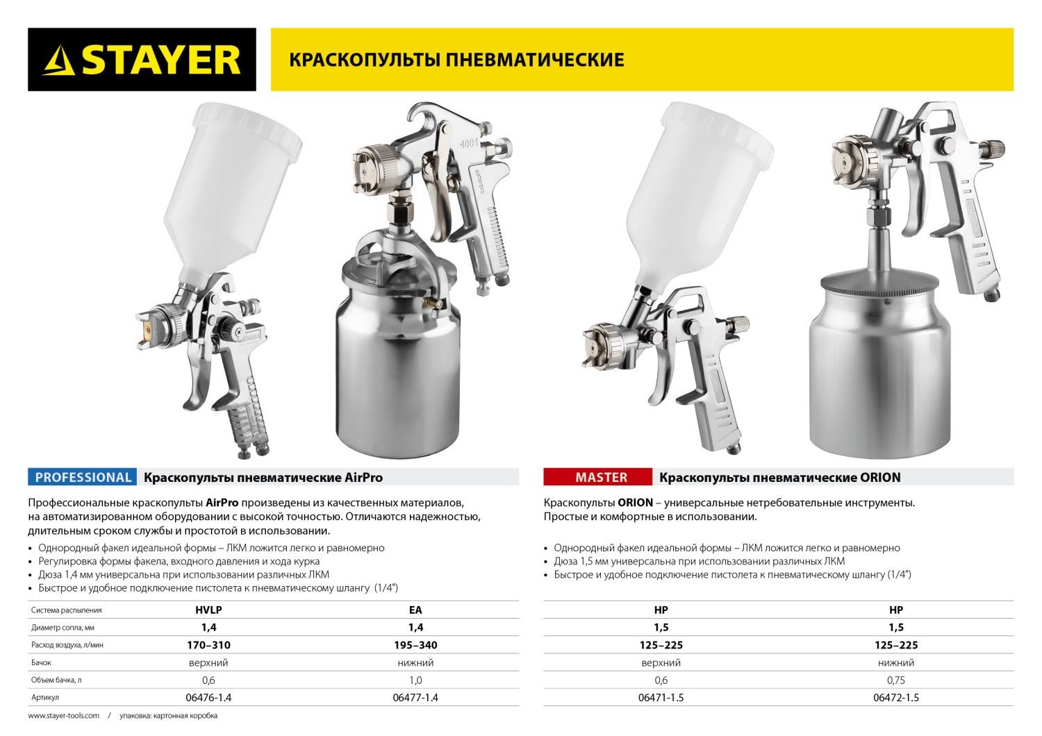 Краскопульт пневматический 1,4мм,STAYER "PROFESSIONAL" AirPro