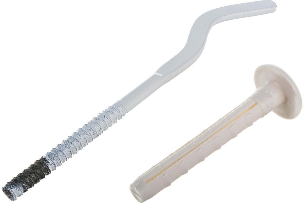 Кронштейн анкерный 7х180 белый, сабельного типа с дюбелем (10х75) 