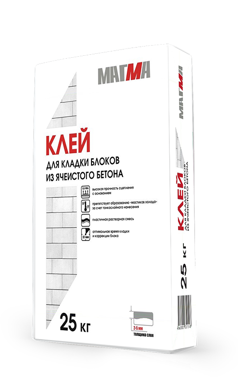 Клей для кладки блоков из ячеистого бетона (25 кг)