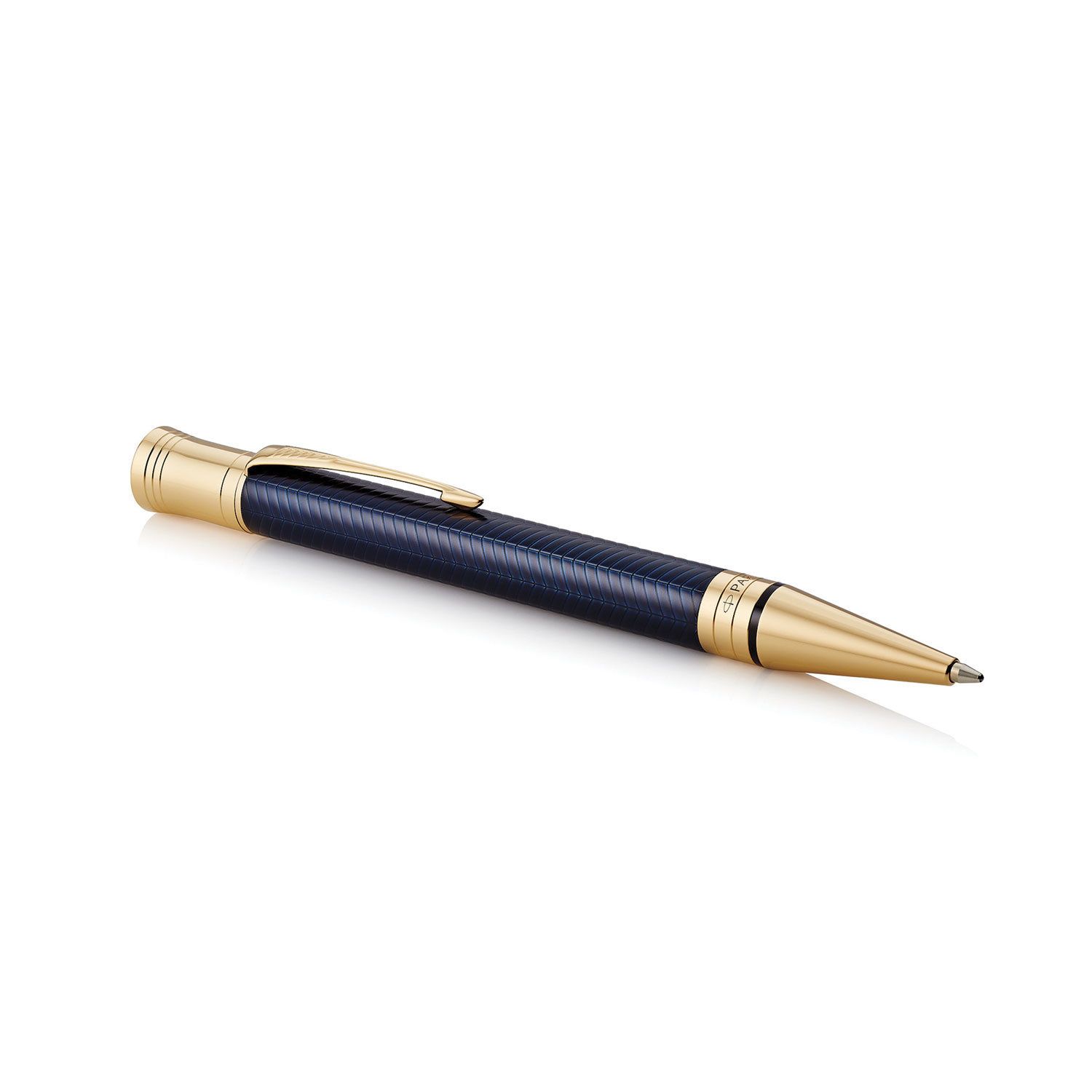 Ручка шариковая PARKER "Duofold Prestige Blue Chevron GT", корпус синий, позолоченные детали, черная, 1931373