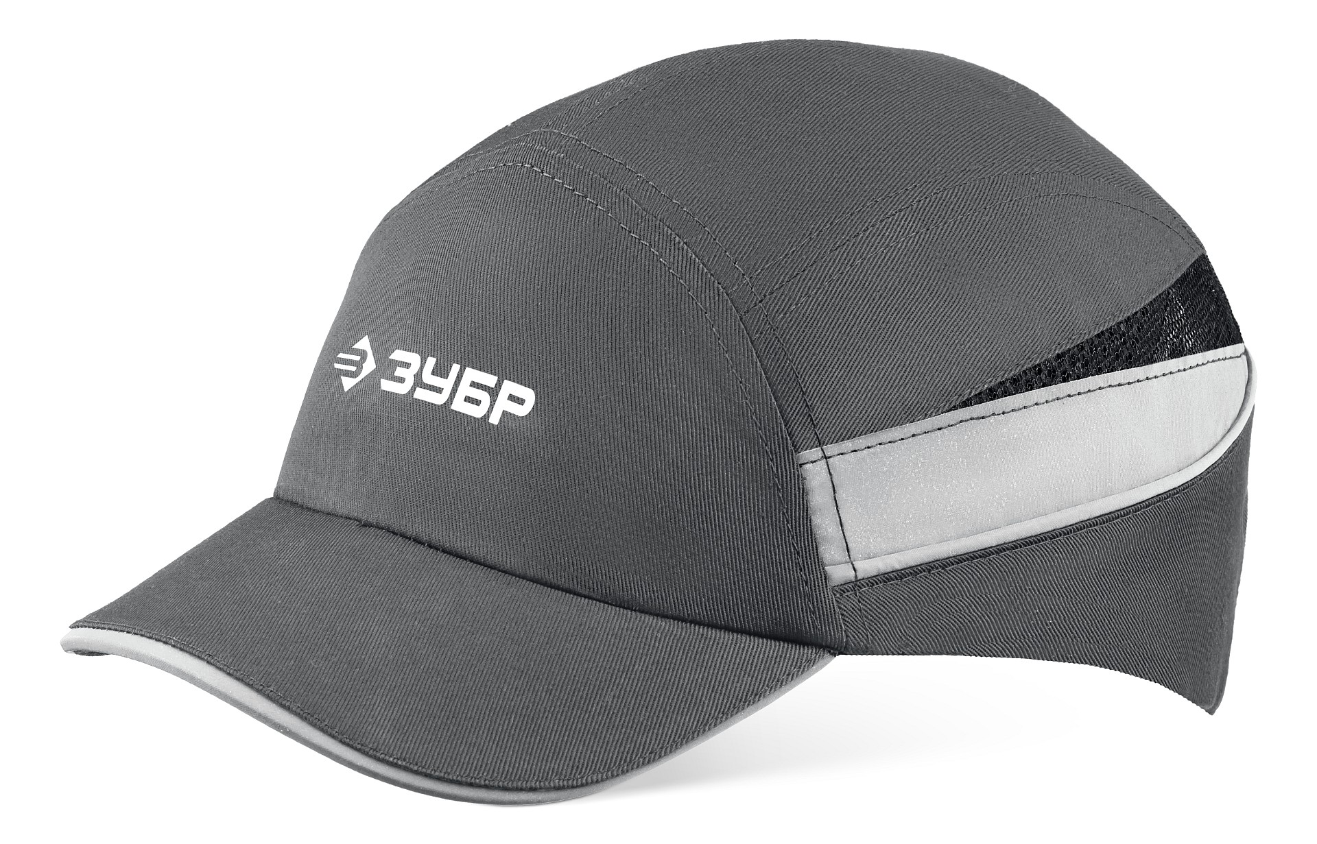 Каскетка защитная, серая, ударопрочный корпус, козырёк укороченный, светоотражающие вставки, ЛЕГИОНЕР, 55мм, размер от 54 до 59см,ЗУБР