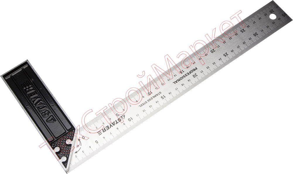 Угольник столярный, гравированная шкала, нержавеющее полотно 37мм, 350мм STAYER "PROFI"