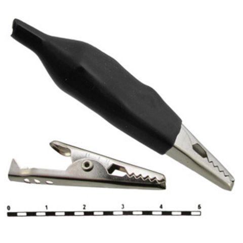 Зажим "крокодил" ЗКИ 5А 46мм в изоляции черный (10шт) TDM