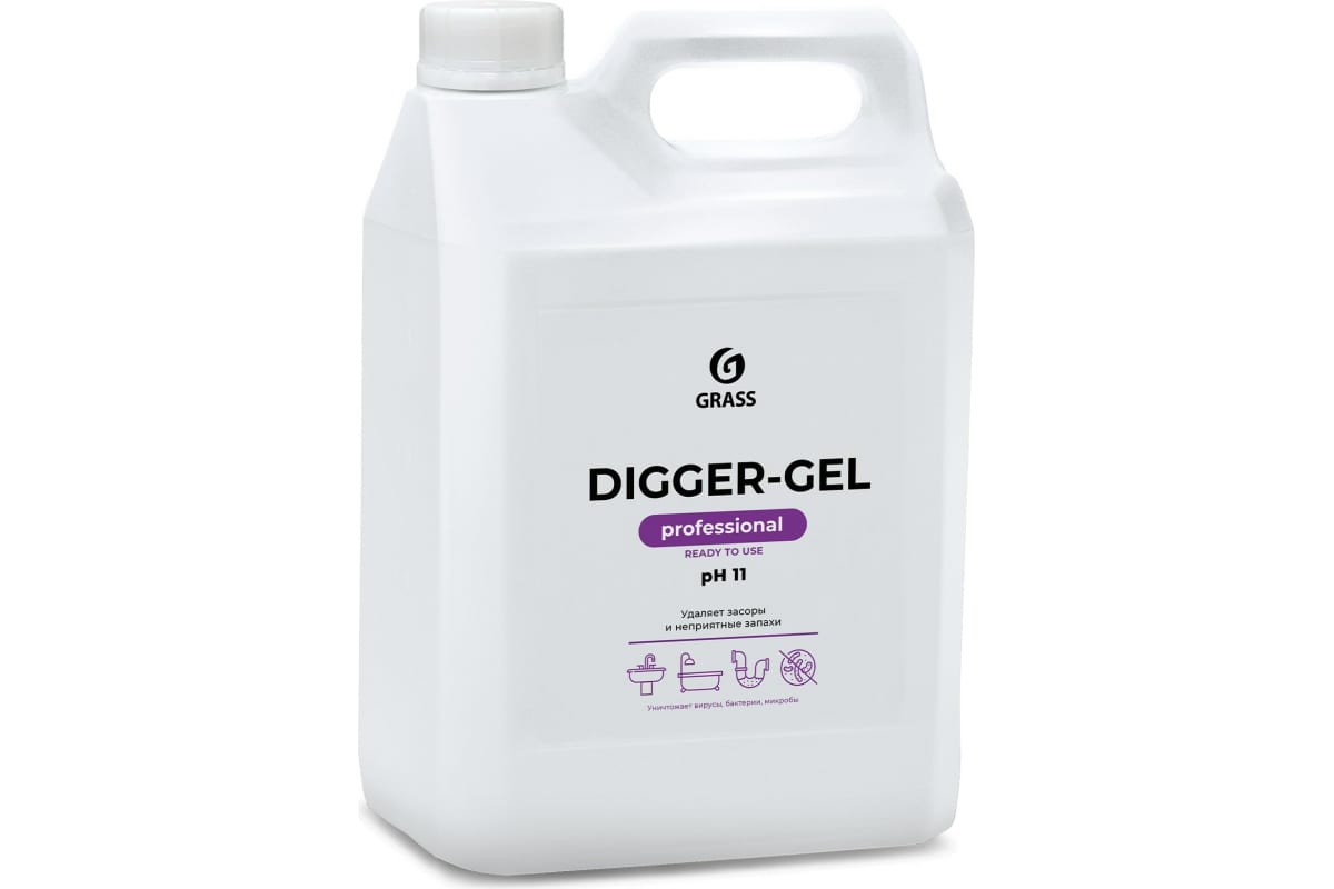 Средство щелочное для прочистки канализационных труб "DIGGER-GEL" (флакон 5,3 кг)