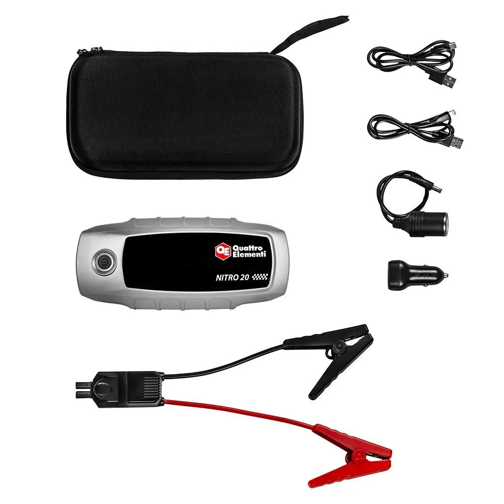 Устройство пусковое Nitro 20 (12В, 20000 мАч, 1600 А, Type-C, USB-A, дисплей, фонарь QUATTRO ELEMENTI