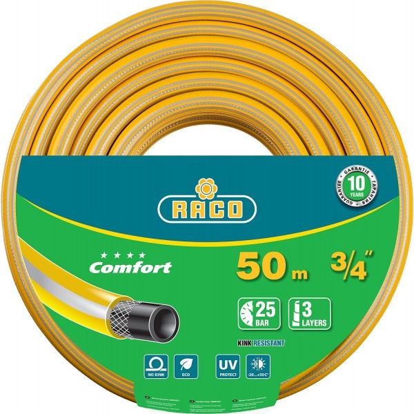 Шланг поливочный, армированный, 3-х слойный, 25 атм., 3/4"х50м RACO COMFORT 