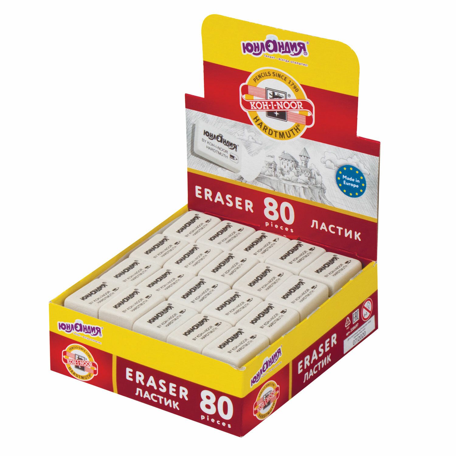 Ластик ЮНЛАНДИЯ (KOH-I-NOOR EXCLUSIVE) 300/80, 26х18,5х8 мм, белый, прямоугольный, 228697, 0300080052KD