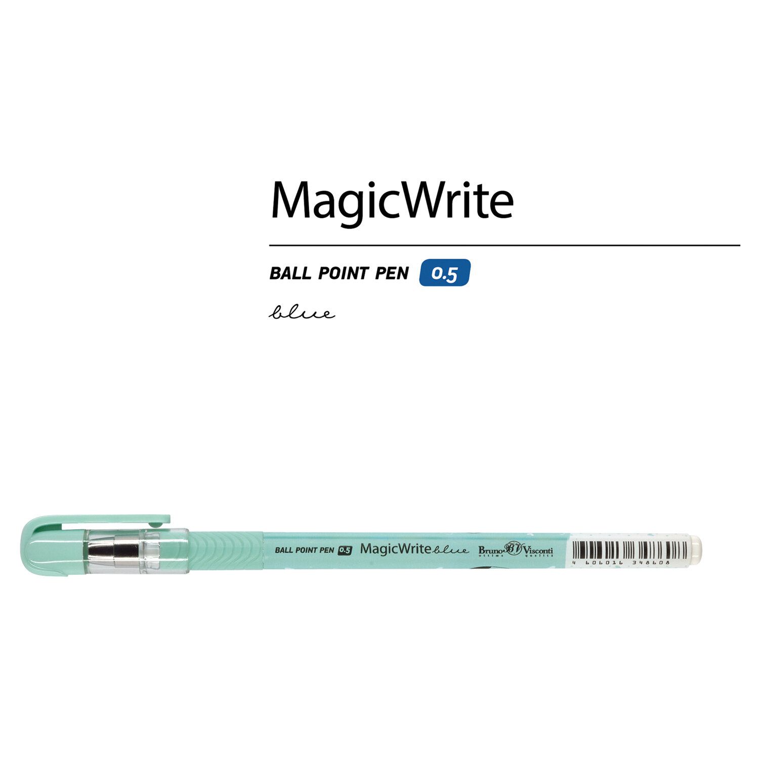 Ручка шариковая с грипом BRUNO VISCONTI MagicWrite, СИНЯЯ, Пушистая кошка, узел 0,5 мм, линия письма 0,3 мм, 20-0240/03
