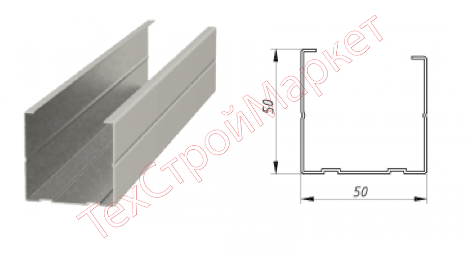 Профиль стоечный 50*50  А (0,45мм)