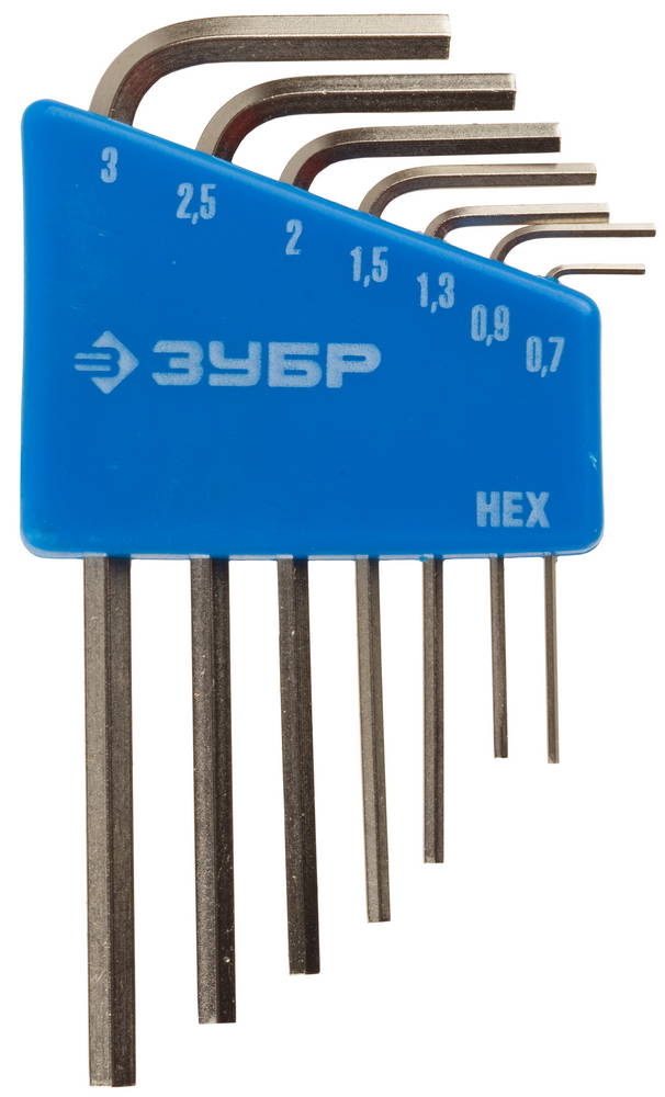 Набор ключей шестигранных (имбусовых) ЗУБР "ЭКСПЕРТ" МИНИ для точных работ, Cr-V, HEX 0,7, 0,9, 1,3, 1,5, 2, 2,5, 3 мм, 7 шт