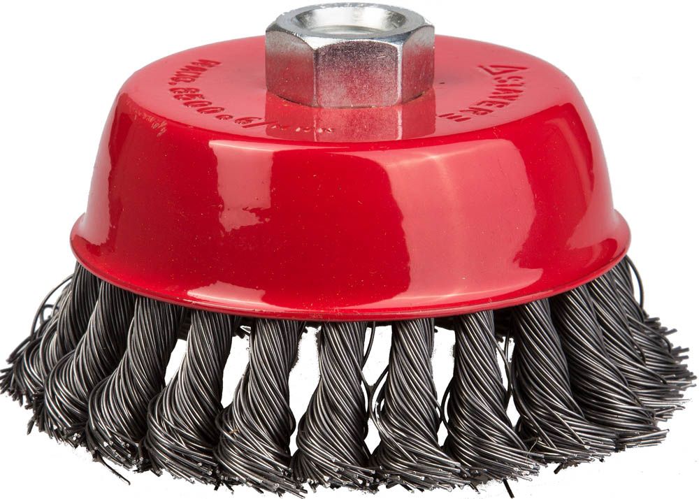 Щетка чашечная для УШМ, жгутированная стальная проволока 0,5мм, 100ммхМ14 STAYER "PROFESSIONAL"