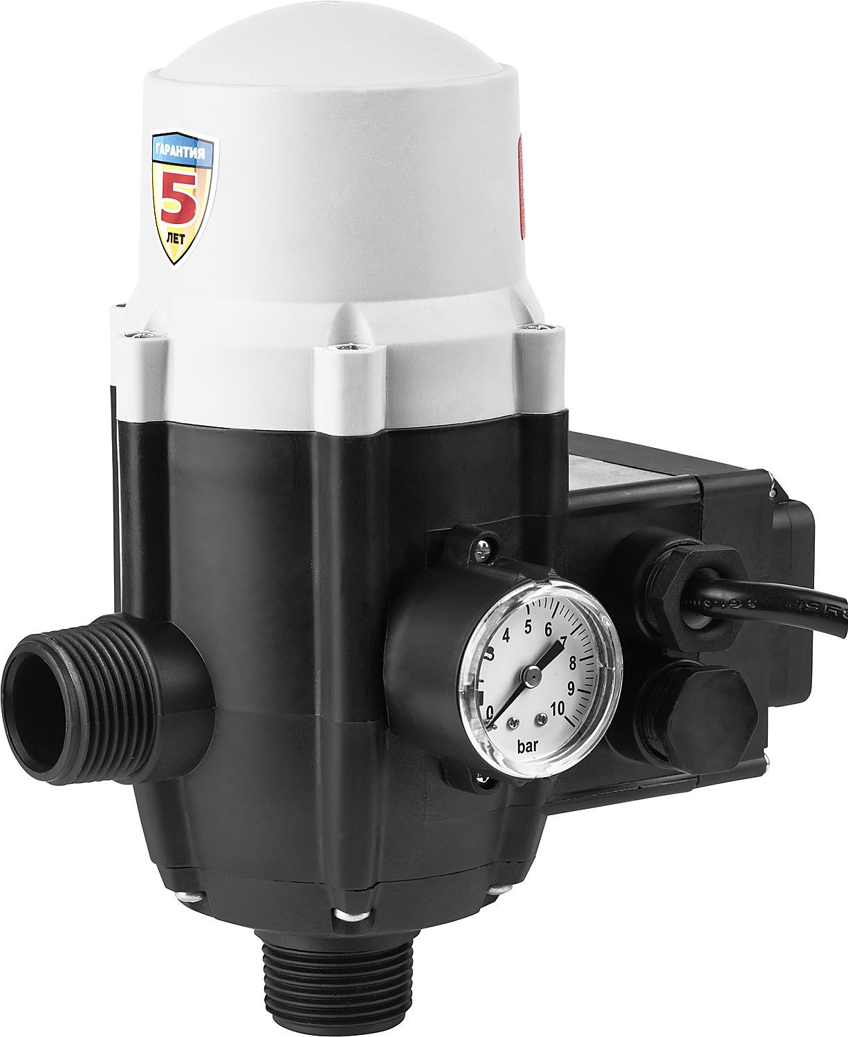 Блок автоматики, давление срабатывания 1.5 Атм,макс мощность подключаемых насосов 1.1 кВт, ЗУБР ЗБА, 1"