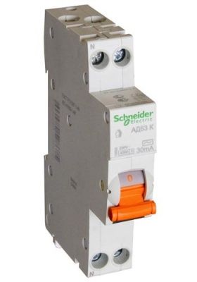 Диф. автомат AD63 K C 16A 1P+N 30MA 4500A AC RCCB WITH Schneider Electric Domovoy 12522 12522