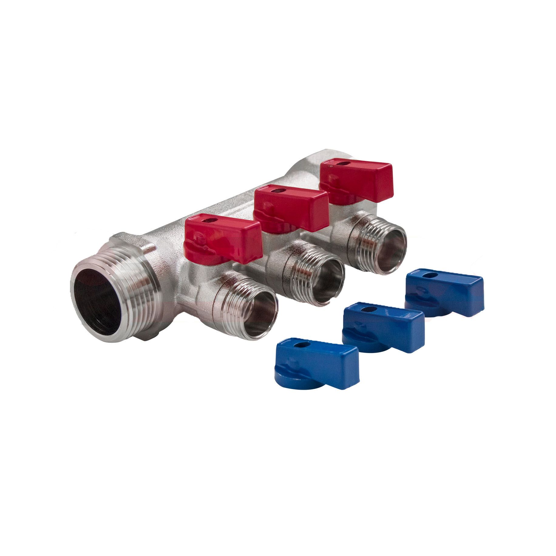 Коллектор с отсекающими кранами, 3/4"х3 вых. 1/2" нар. VALFEX (28) К