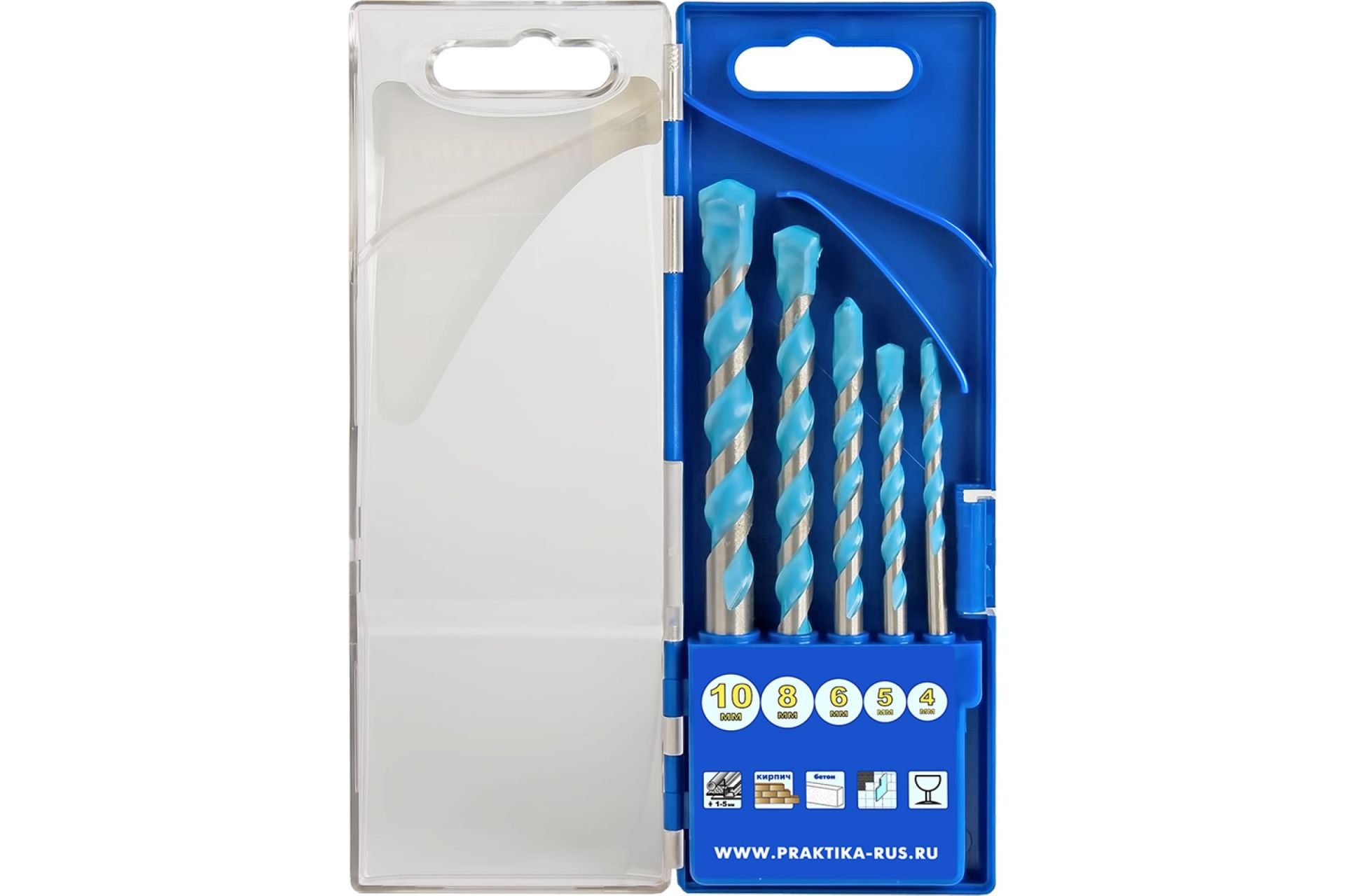 Набор сверл универсальных "Эксперт", 5 шт. 4,5,6,8,10 мм, ПРО кассета ПРАКТИКА