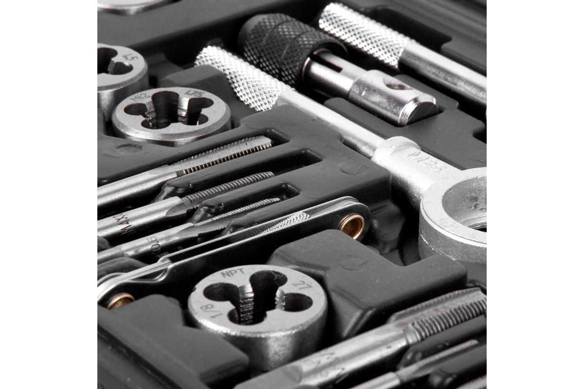 Набор метчиков и плашек 40 предметов, М3-М12 "AV Steel" AV-921213