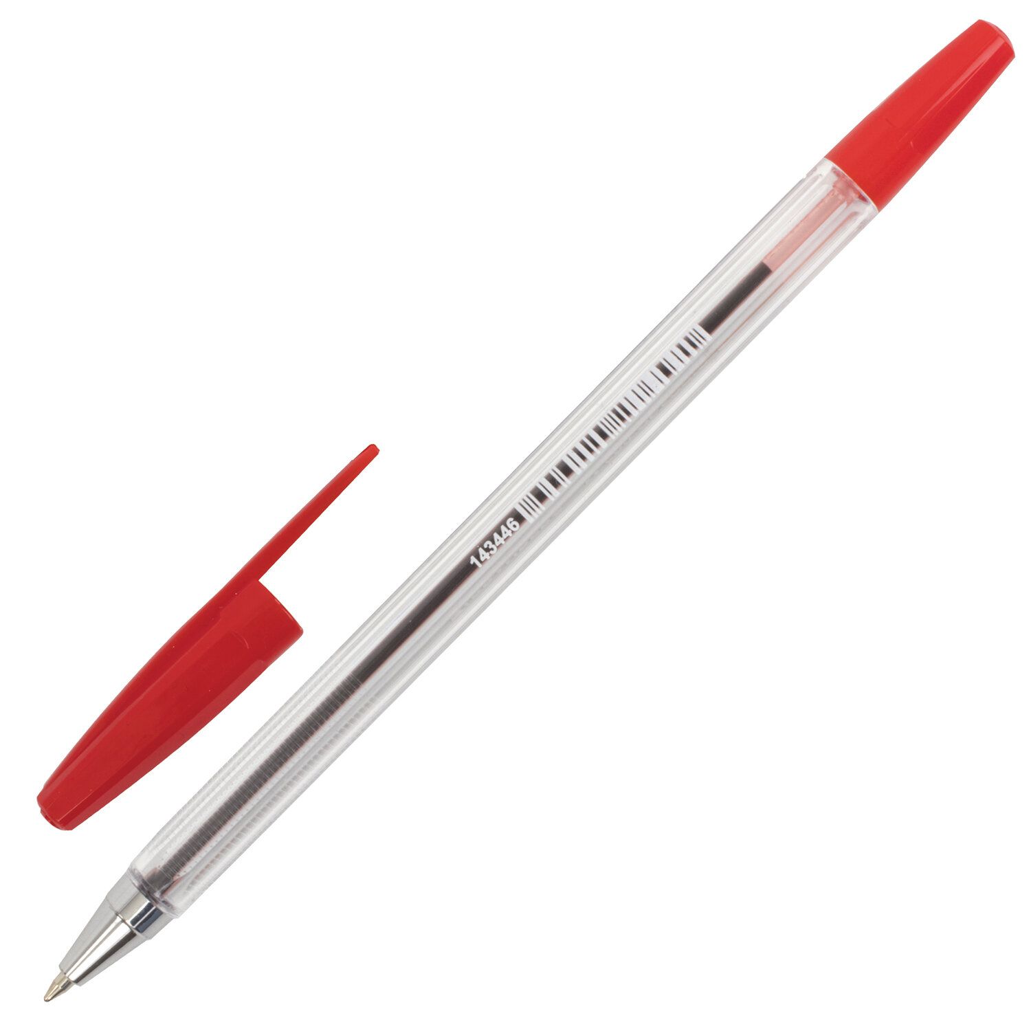 Ручка шариковая BRAUBERG "M-500 CLASSIC", КРАСНАЯ, корпус прозрачный, узел 0,7 мм, линия письма 0,35 мм, 143446