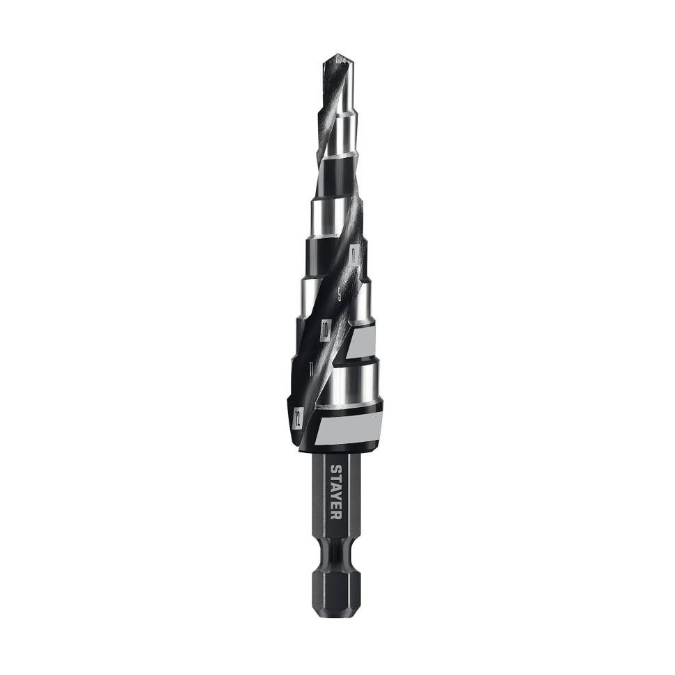 Сверло ступенчатое Pro-Max 4-12мм, 9 ступеней, винтовая спираль STAYER