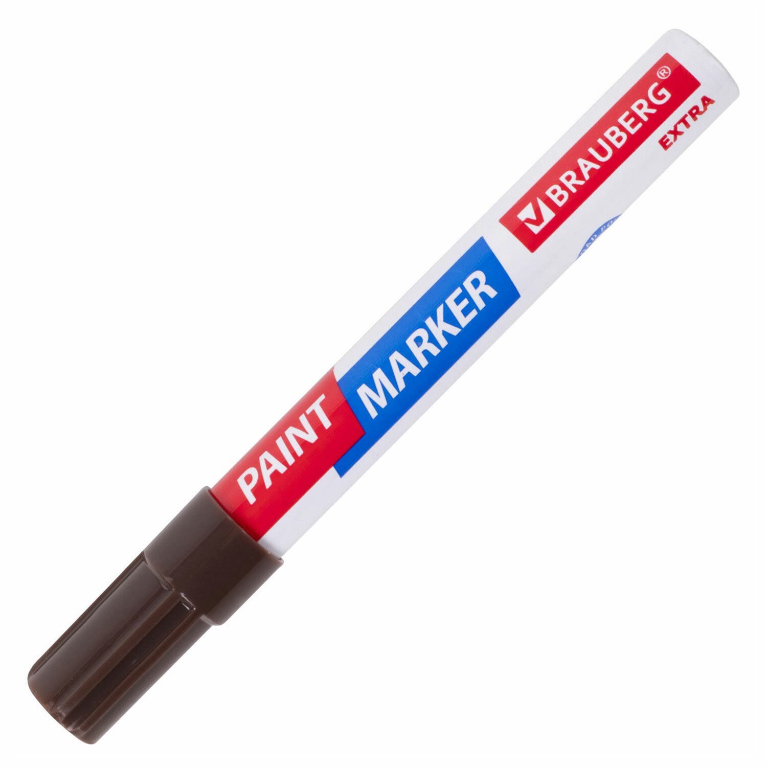 Маркер-краска лаковый EXTRA (paint marker) 4 мм, КОРИЧНЕВЫЙ, УЛУЧШЕННАЯ НИТРО-ОСНОВА, BRAUBERG, 151987