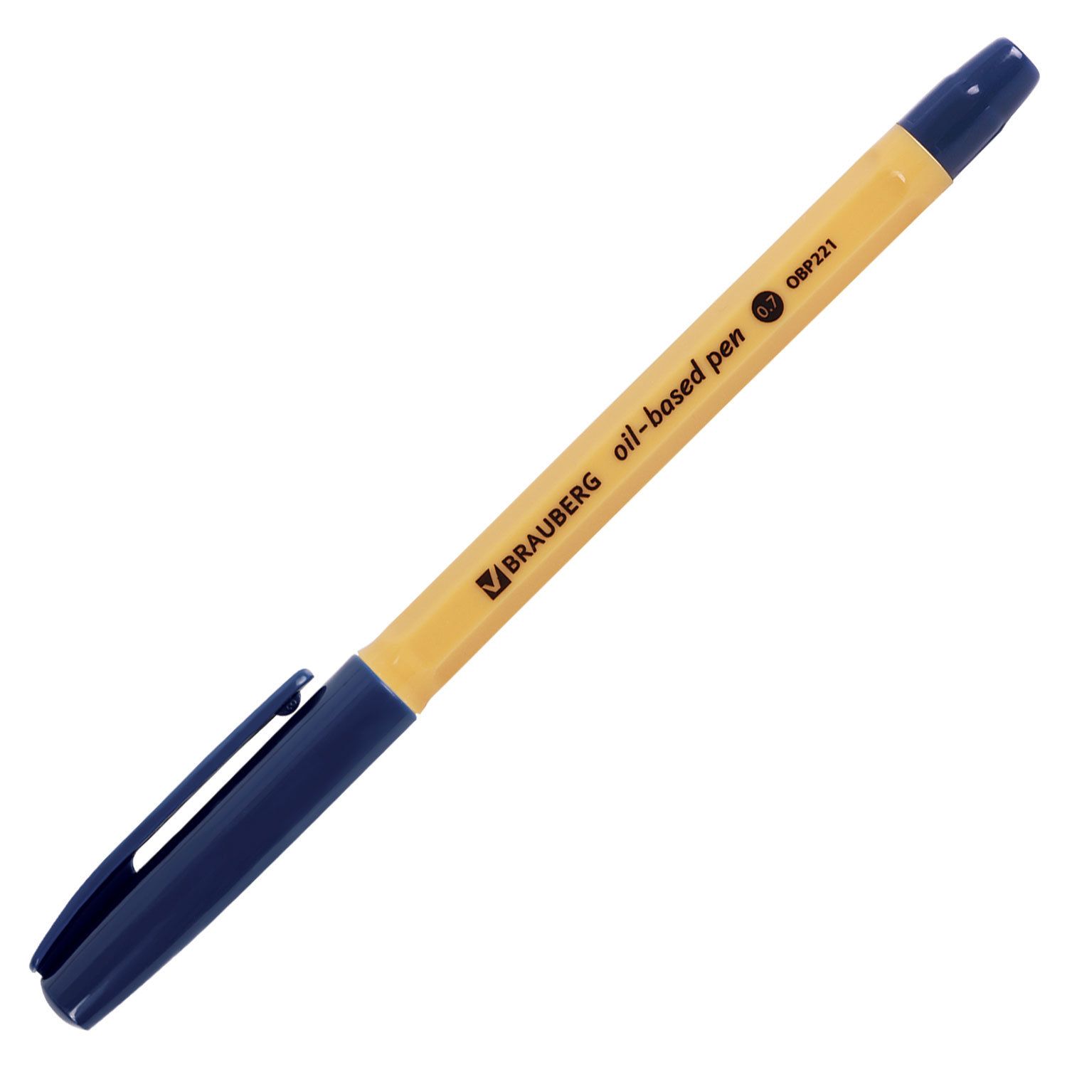 Ручка шариковая масляная BRAUBERG "Style Vanilla", СИНЯЯ, корпус бежевый, узел 0,7 мм, линия письма 0,35 мм, 142949