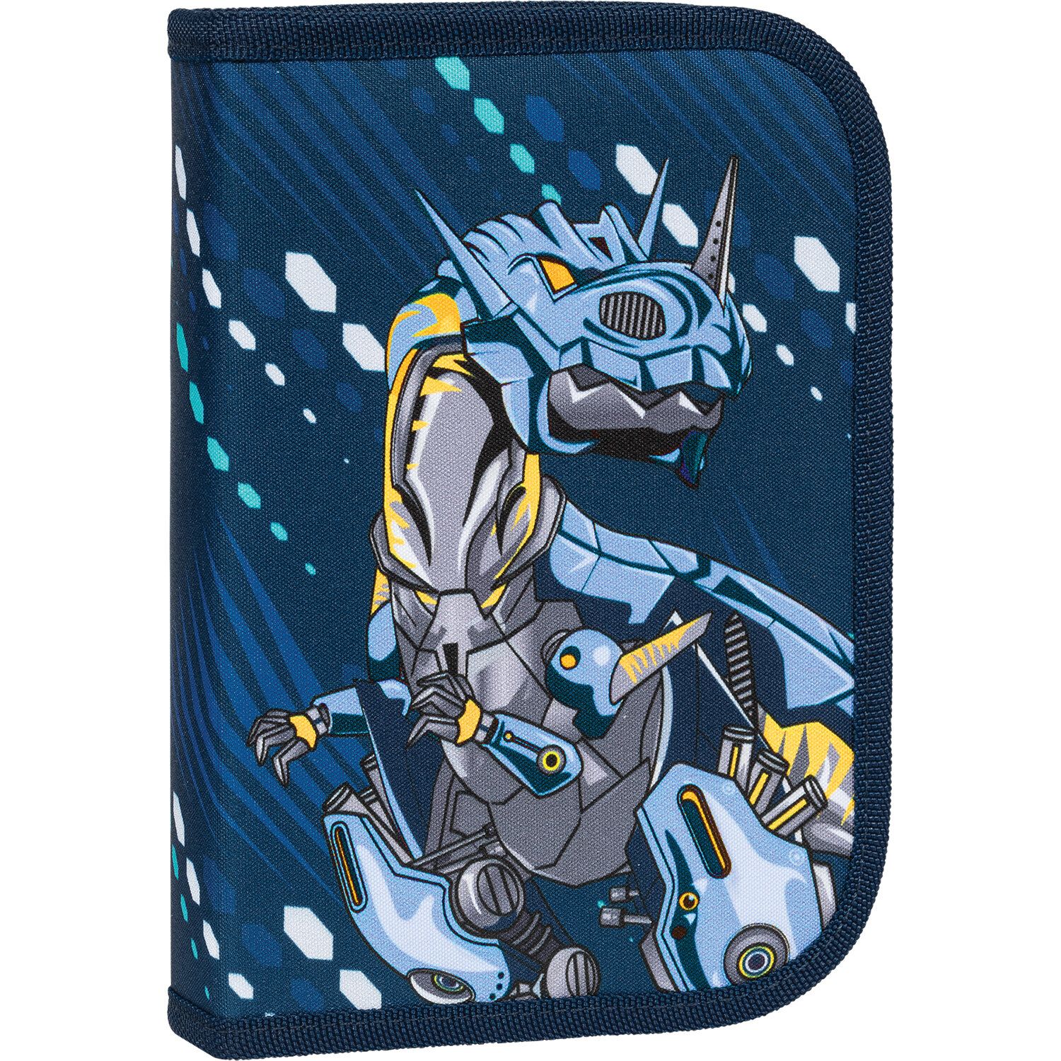 Пенал TIGER FAMILY 1 отделение, 1 откидная планка, ткань, "Metal Dino", 20х14х4 см, 270244