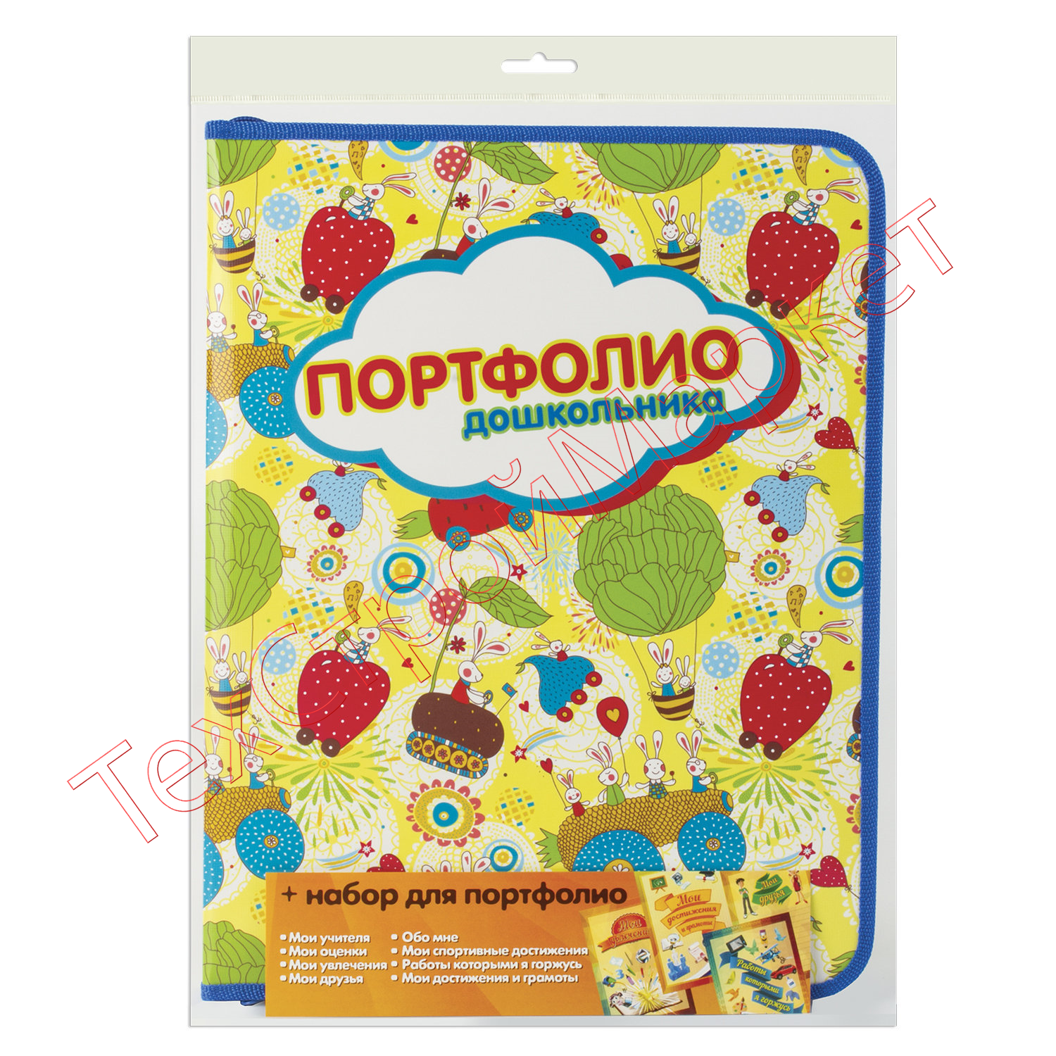 Папка-портфолио дошкольника ПЧЕЛКА, 8 вкладышей, на молнии, универсальная, ламинированный картон, с рисунком, ПТШ-1-3