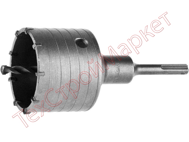 Коронка буровая URAGAN, SDS-plus хвостовик, в сборе, d=75мм