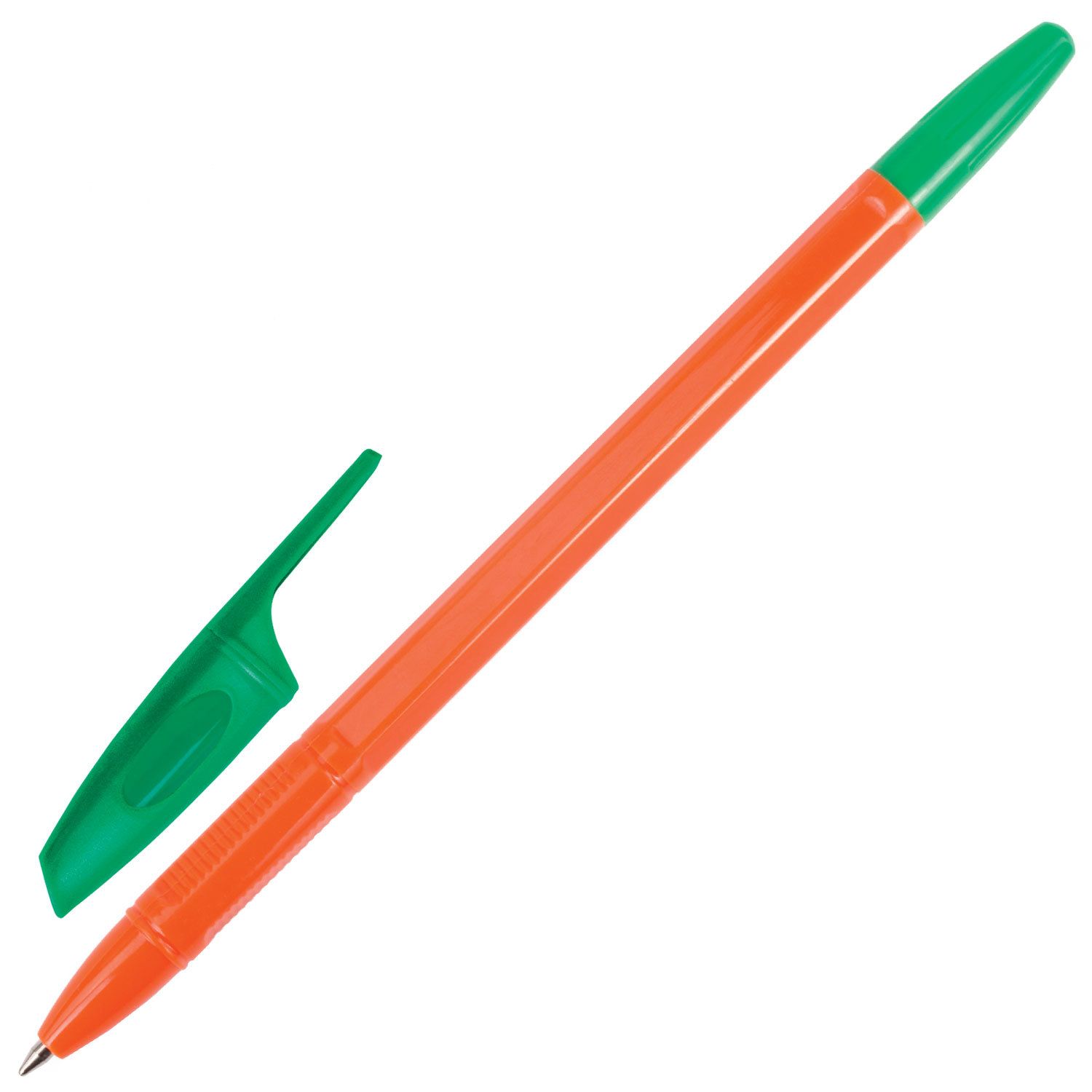 Ручка шариковая BRAUBERG "X-333 Orange", ЗЕЛЕНАЯ, корпус оранжевый, узел 0,7 мм, линия письма 0,35 мм, 142412