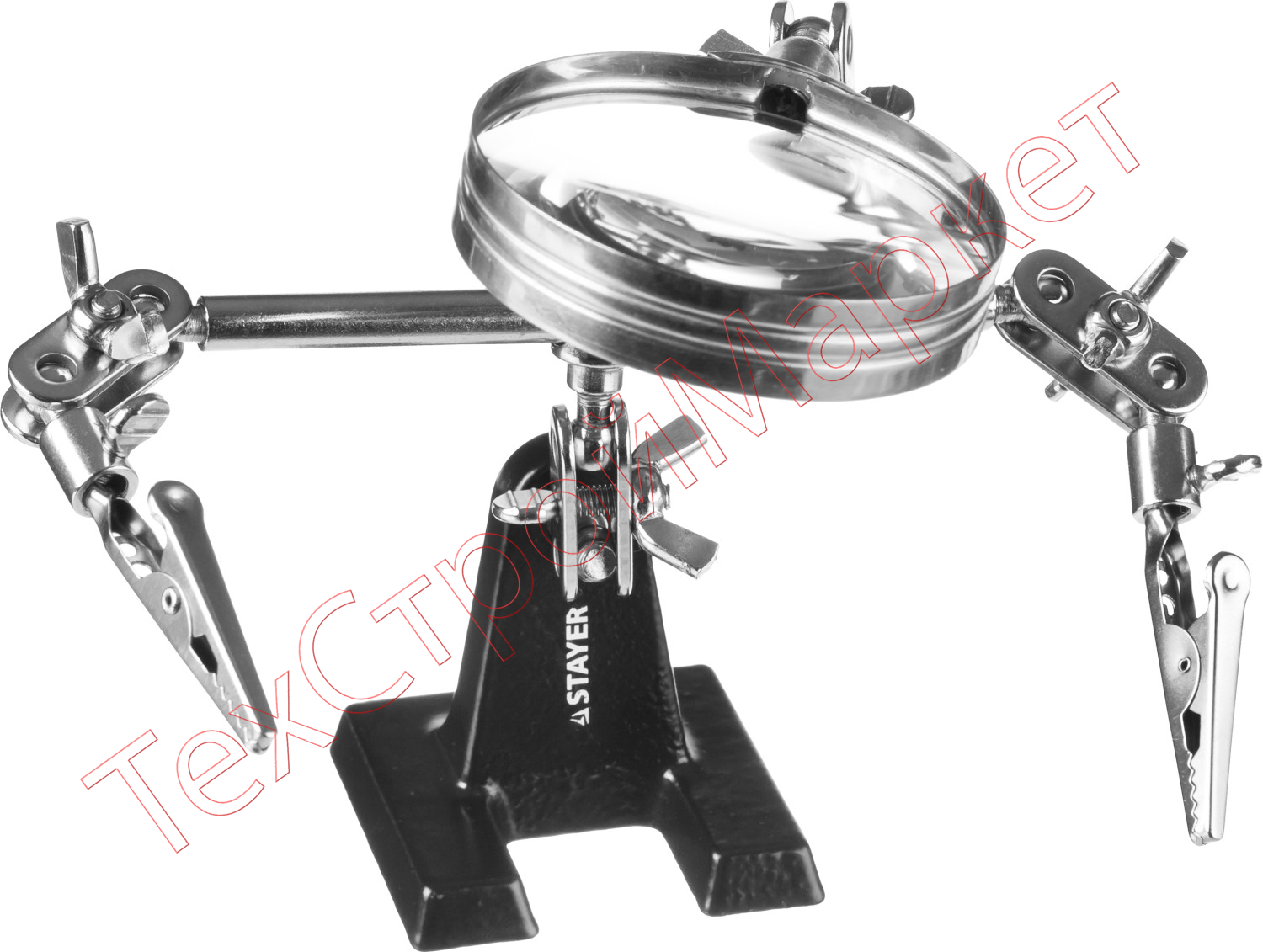 Штатив STAYER "MASTER" для фиксации электронной платы, c увеличительной линзой