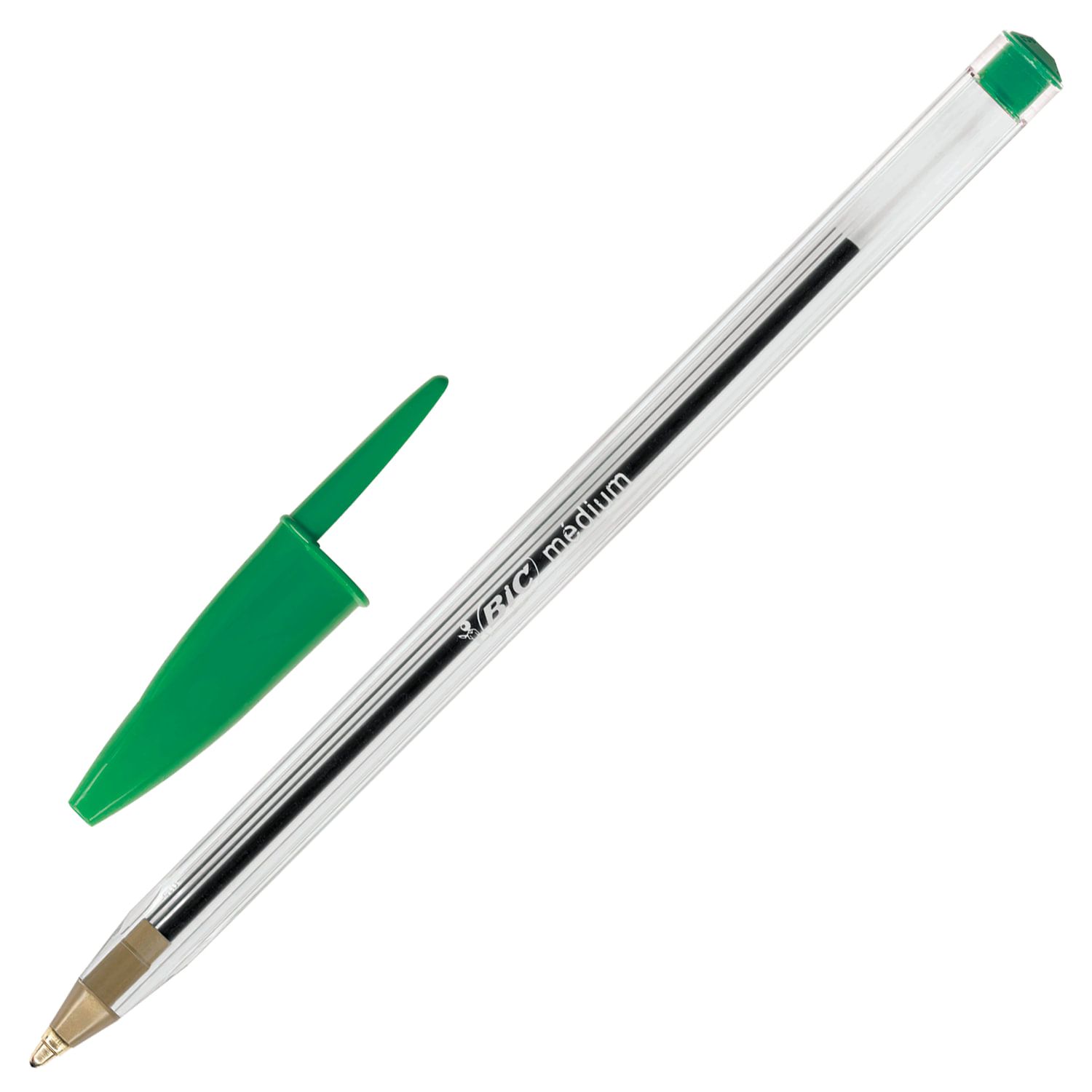 Ручка шариковая BIC "Cristal", ЗЕЛЕНАЯ, корпус прозрачный, узел 1 мм, линия письма 0,32 мм, 875976