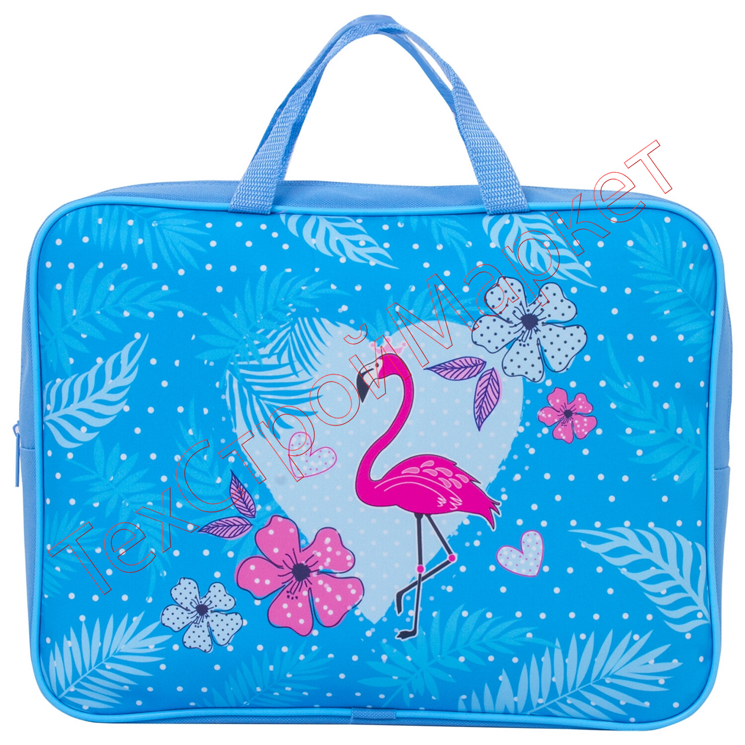 Папка на молнии с ручками BRAUBERG, А4, 1 отделение, ткань, ширина 80 мм, "Flamingo", 229399